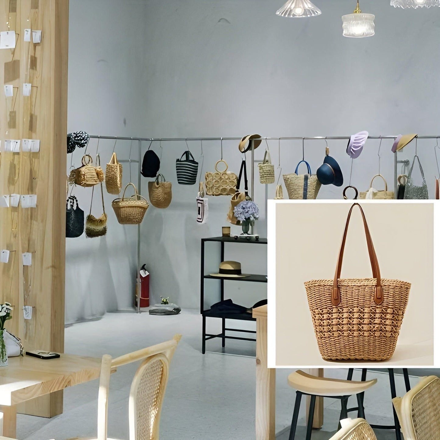 Strandtasche aus Stroh – Großes Fassungsvermögen & leicht | Ideal zum Shoppen und für den Urlaub
