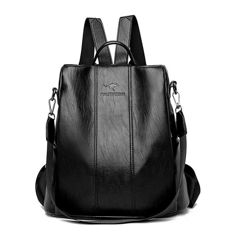 Diebstahlsicherer Lederrucksack für Damen im Vintage-Stil