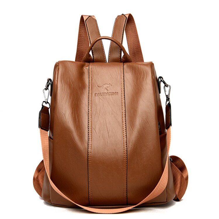 Diebstahlsicherer Lederrucksack für Damen im Vintage-Stil