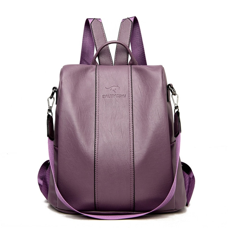 Diebstahlsicherer Lederrucksack für Damen im Vintage-Stil