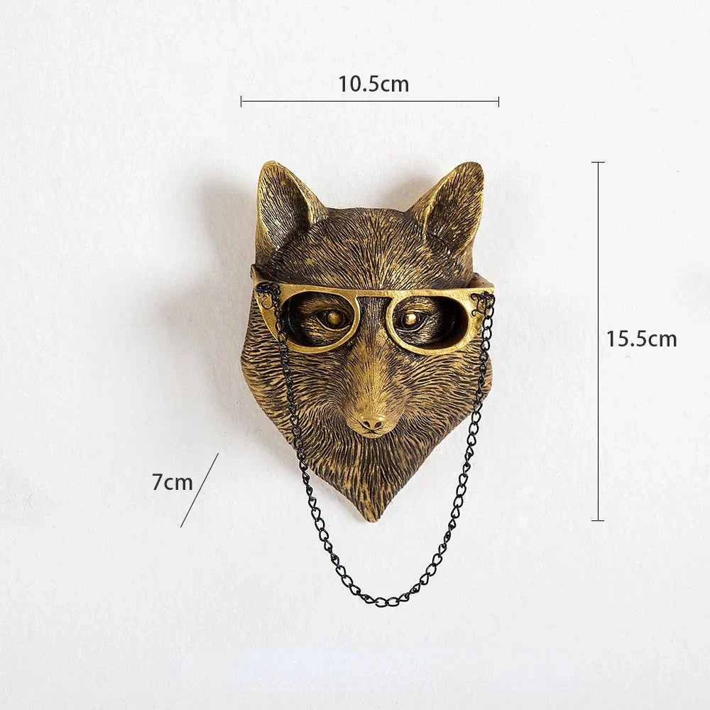 Antiker Tieranhänger aus Kunstharz in Bronzeoptik, goldener Hirschkopf, Wandhaken, Hintergrund-Wandaccessoires, dekorative Figuren