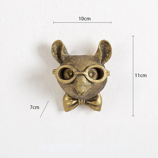 Antiker Tieranhänger aus Kunstharz in Bronzeoptik, goldener Hirschkopf, Wandhaken, Hintergrund-Wandaccessoires, dekorative Figuren