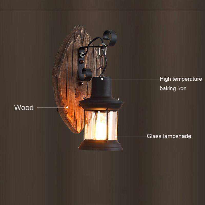 Antike Holz Landhausstil Wandleuchte Karnz