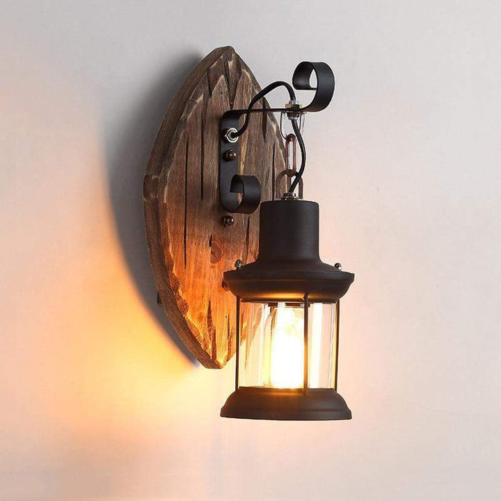 Antike Holz Landhausstil Wandleuchte Karnz
