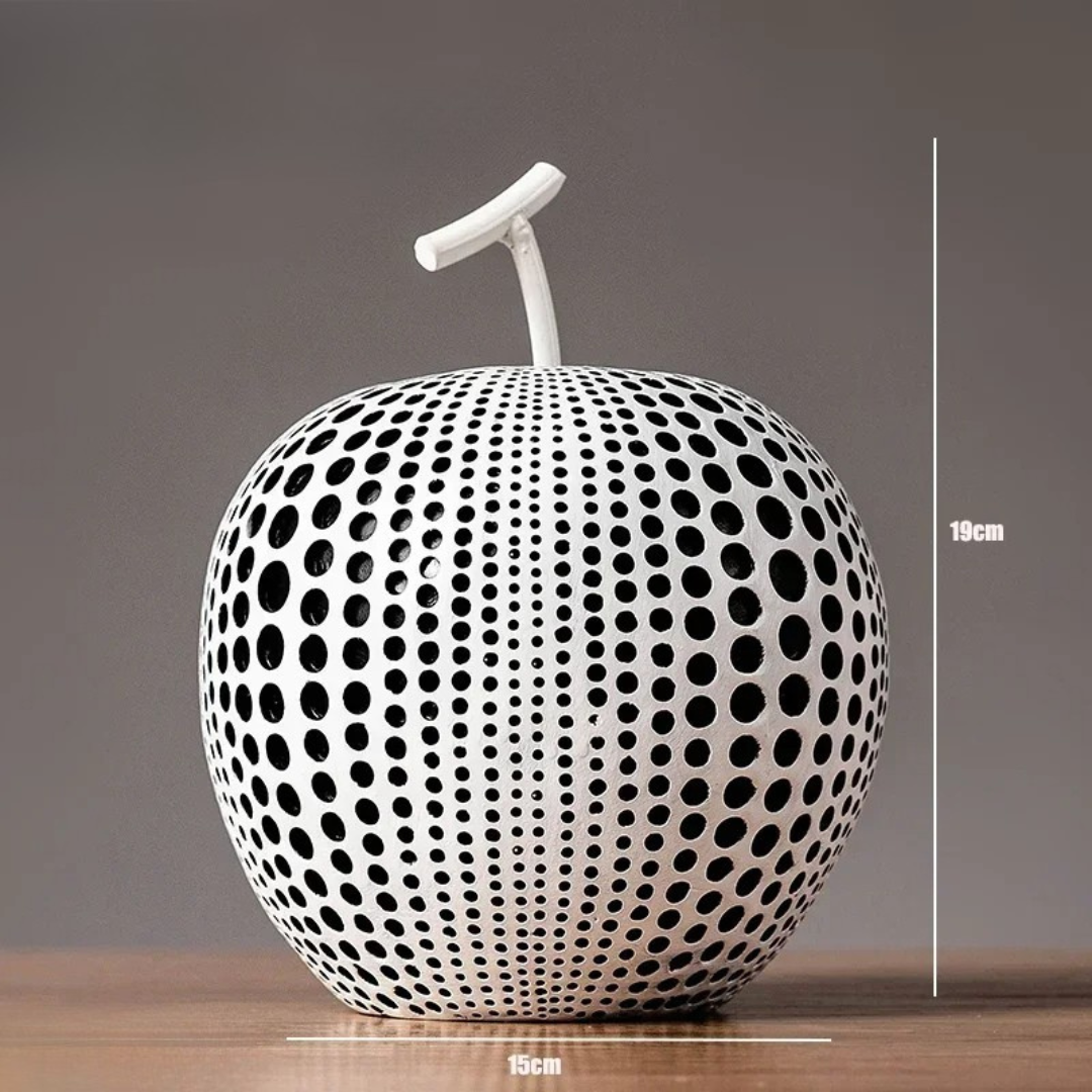 Dekorative MonoApple-Figur – Apfel mit schwarzen und weißen Punkten