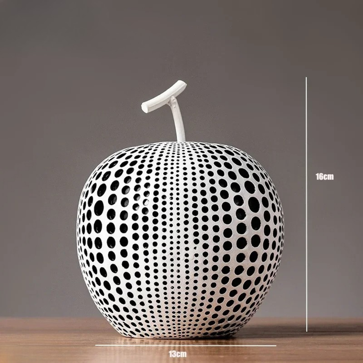 Dekorative MonoApple-Figur – Apfel mit schwarzen und weißen Punkten