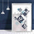 BOTANISCH Abstrakt GEOMETRISCH Marineblau und Türkis Blumenmuster 01