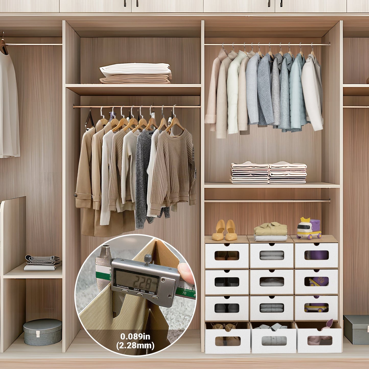 Aufbewahrungsboxen Pappe mit Sichtfenster & Schublade 10er Set | Karnz