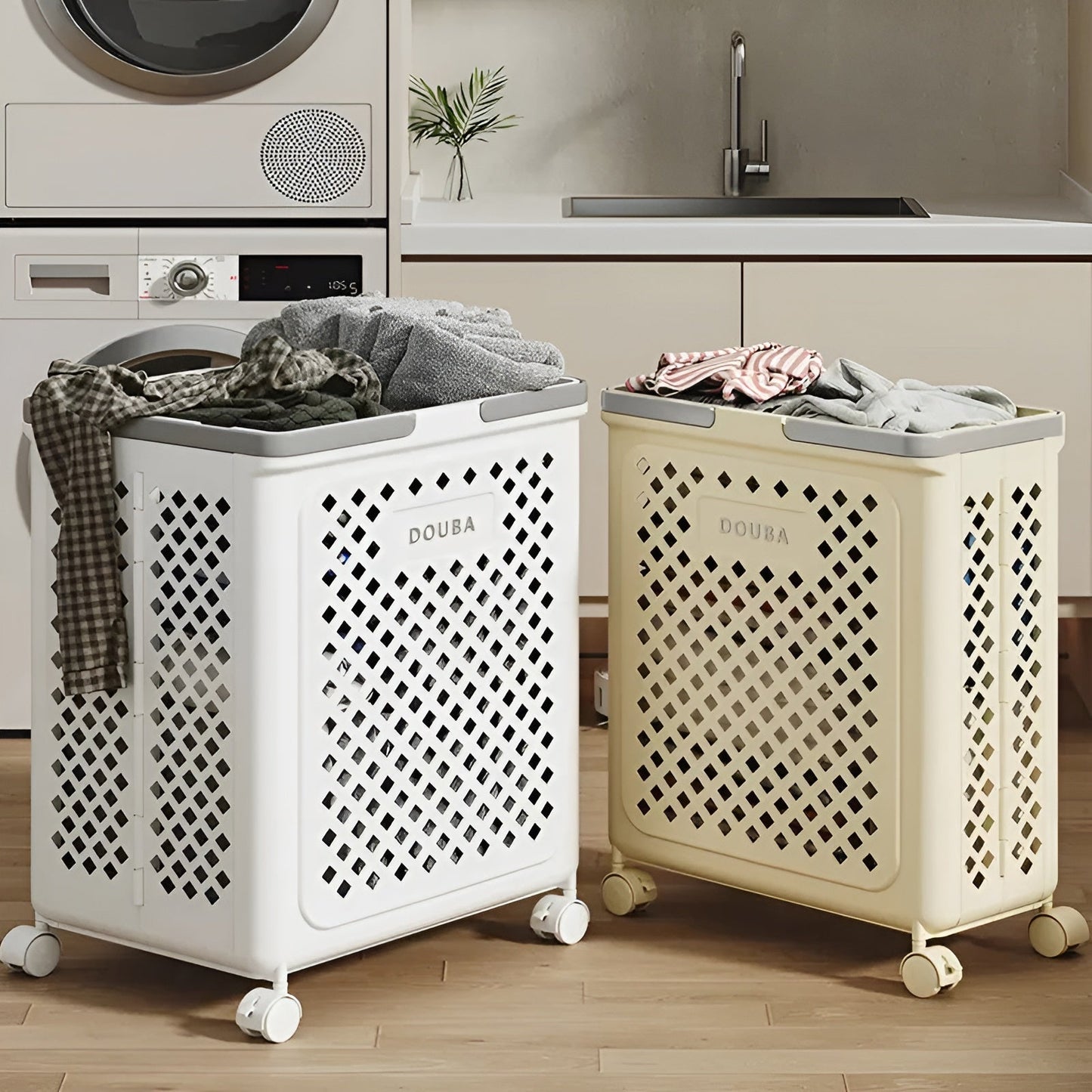 FoldaKarnze Wäschekorb mit Rollen – Platzsparend & Praktisch | Ideal für Bad & Schlafzimmer