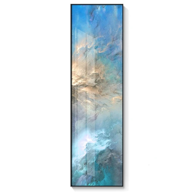 Glückverheißende Wolken Skyscape Wandkunst Fine Art Leinwanddrucke Abstrakter Marmor Modern Hohe Vertikale Wolkenkratzer Format Bilder Für Loft Büro Wandkunst Dekor | Karnz