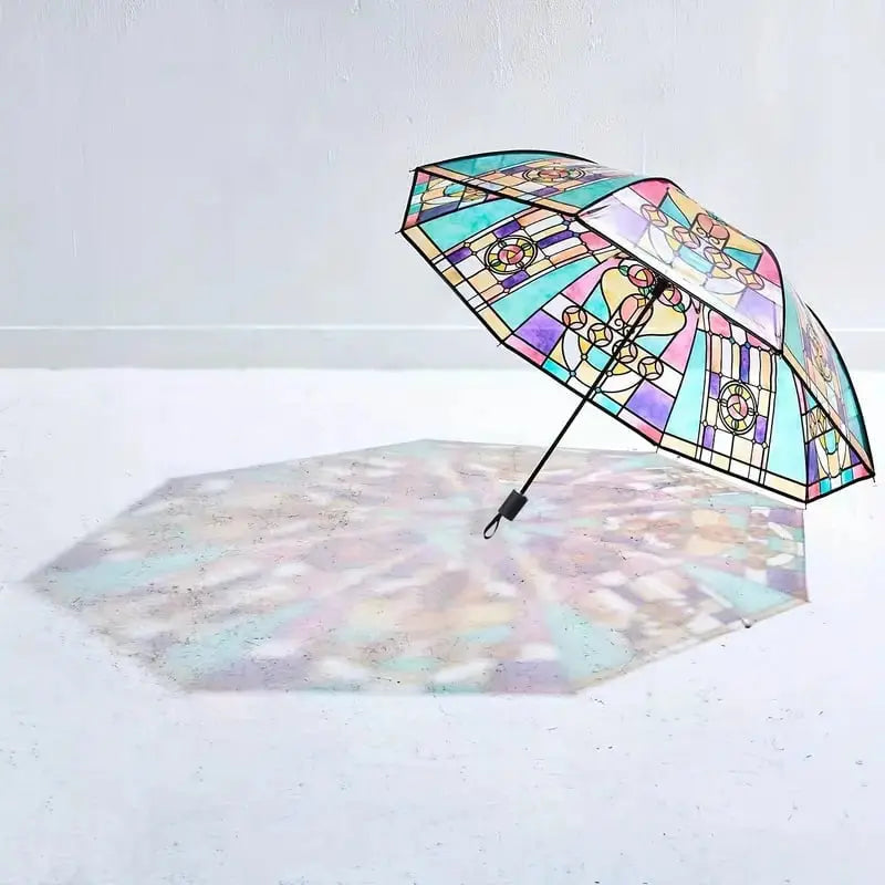 Automatischer Regenschirm im Vintage-Stil – Inspiriert von Poesie & Glaskunst