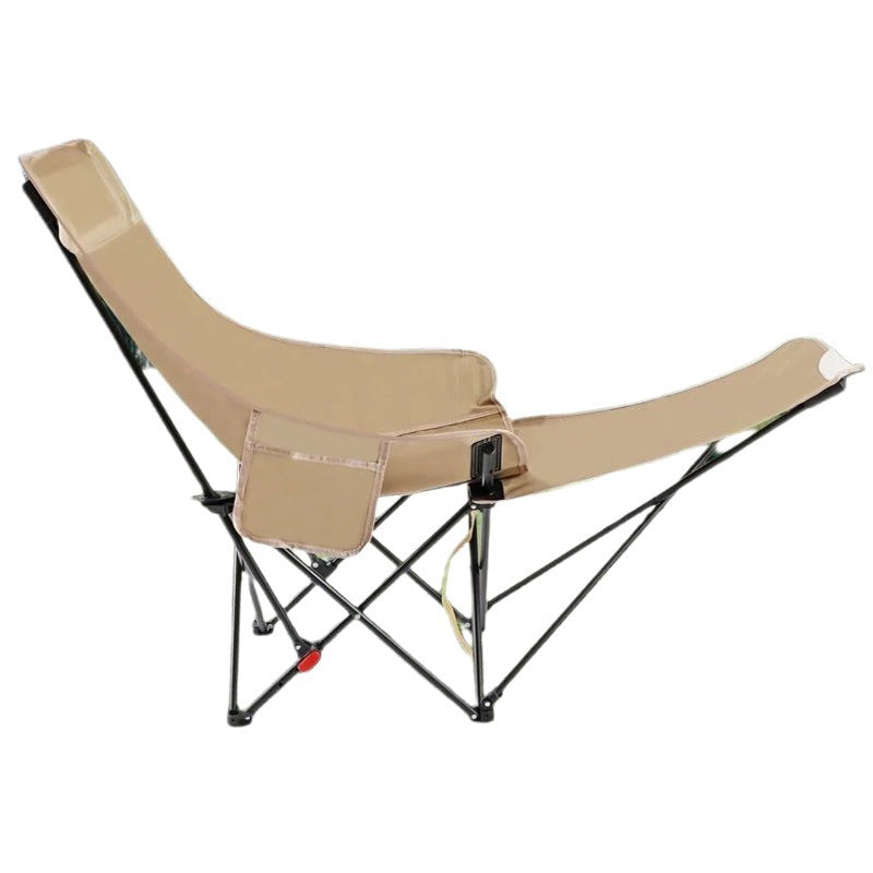 Klappbarer Campingstuhl aus Oxford-Gewebe und Kohlenstoffstahl mit Rückenlehne und Fußstütze für Terrasse und Garten
