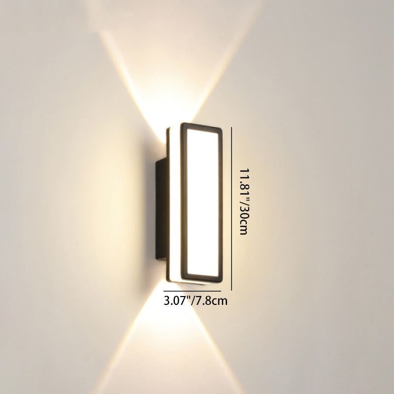 Zeitgemäße, schlichte LED-Wandleuchte aus Aluminium und Acryl, wasserdicht, für Terrassen und Außenbereiche