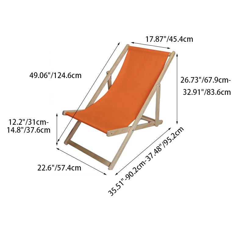 Moderner minimalistischer rechteckiger Oxford-Stoff solider Kiefernholz Outdoor-Strandstuhl faltbarer Liegestuhl mit Rückenlehne für den Außenbereich | Karnz