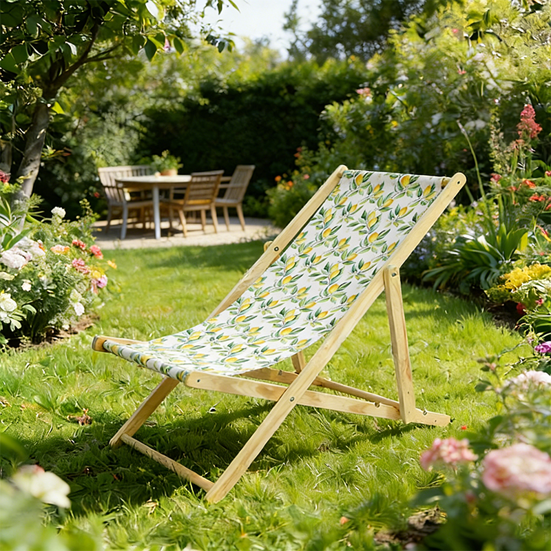 Moderner minimalistischer rechteckiger Oxford-Stoff solider Kiefernholz Outdoor-Strandstuhl faltbarer Liegestuhl mit Rückenlehne für den Außenbereich | Karnz