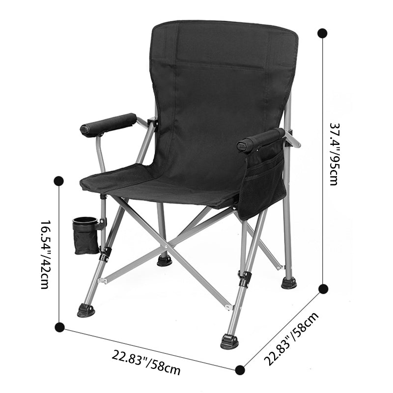 Moderner Minimalistischer Quadratischer Kohlenstoffstahl Oxford-Gewebe Klappbarer Rückenlehne Armlehne Schwarzer Campingstuhl Für Draußen | Karnz