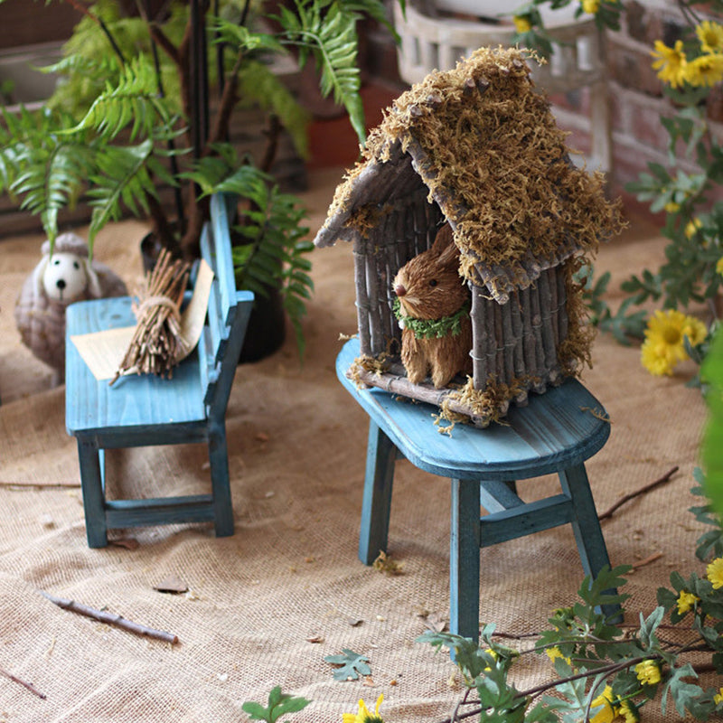 Moderner minimalistischer rechteckiger Massivholz niedriger Hocker mit Rückenlehne dekoratives Cartoon-Design für den Garten | Karnz