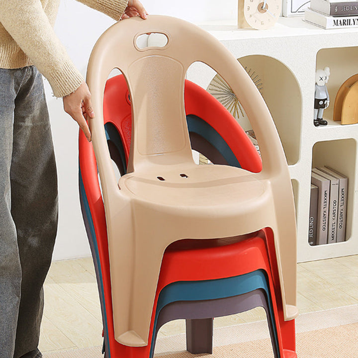 Moderner minimalistischer runder PP stapelbarer Rückenlehnen-Armpolster-Kinderstuhl für das Wohnzimmer | Karnz