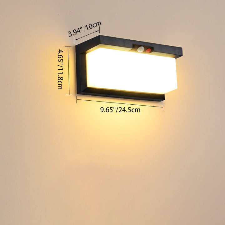 Moderner minimalistischer solar- und wasserdichter Kunststoff- und PC-rechteckiger LED-Wand sconce Lampe für außen, Terrasse und Garten | Karnz