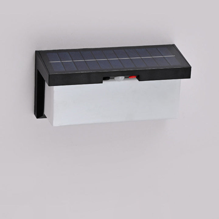 Moderner minimalistischer solar- und wasserdichter Kunststoff- und PC-rechteckiger LED-Wand sconce Lampe für außen, Terrasse und Garten | Karnz