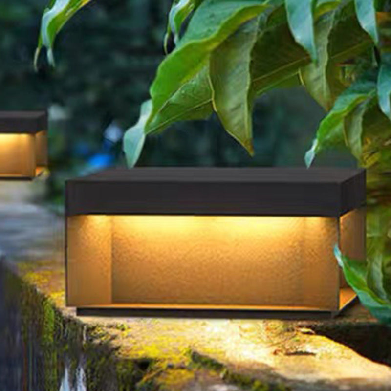 Moderne Minimalistische Edelstahl Quadratische LED Außenleuchte Mit Solar- und wasserdichten Eigenschaften Für Garten, Terrasse, Tor | Karnz