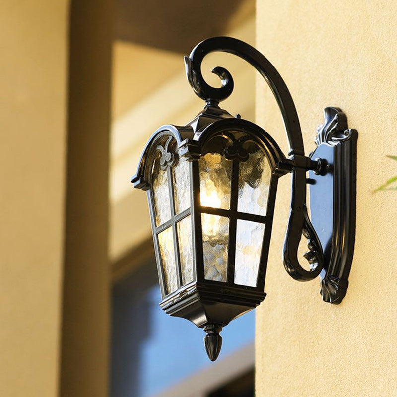 Zeitgenössische nordische Aluminium-Glas gebogene quadratische 1-Licht Wandlampe für außen | Karnz
