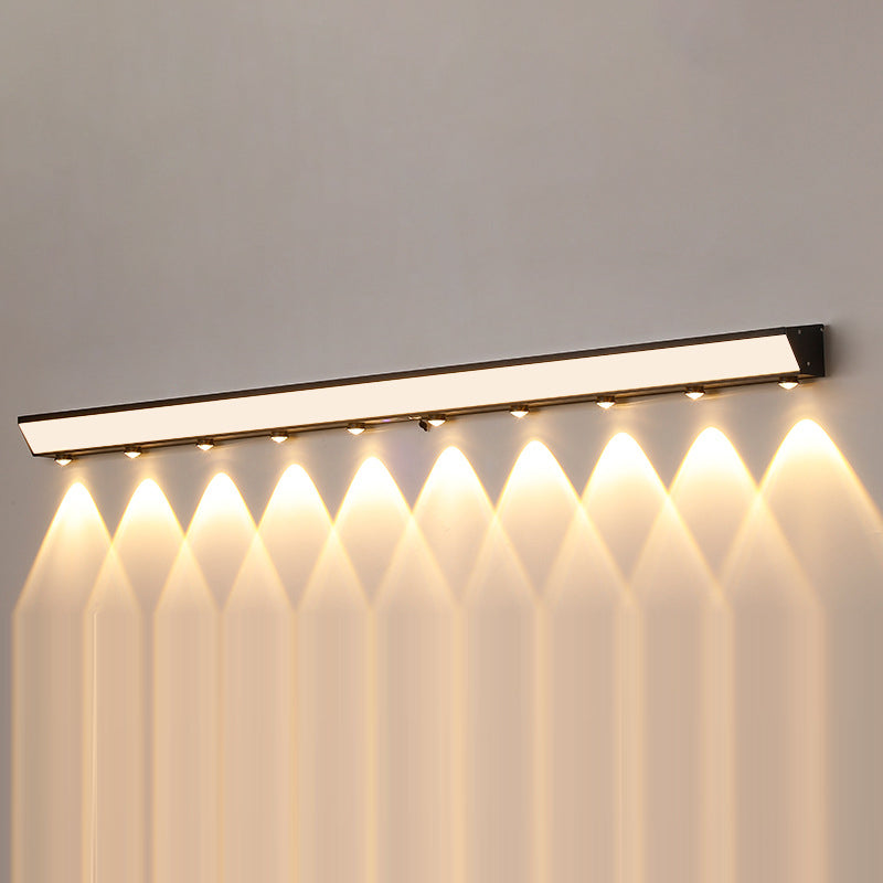 Solarbetriebene, wasserdichte, rechteckige LED-Wandleuchte mit Bewegungsmelder aus Acryl, Aluminium und Edelstahl für die Terrasse