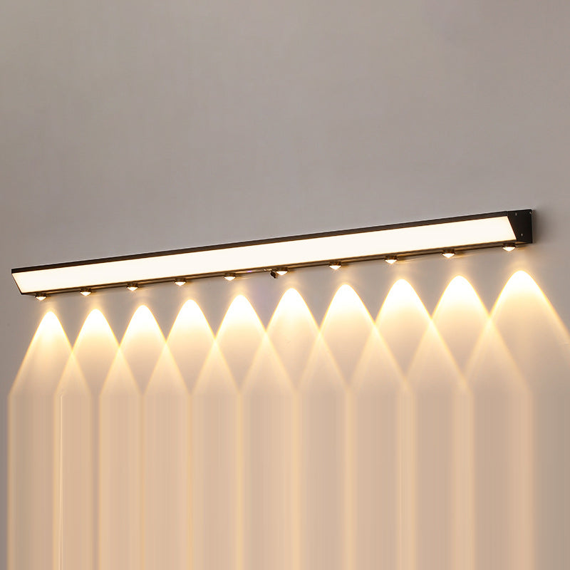 Solarbetriebene, wasserdichte, rechteckige LED-Wandleuchte mit Bewegungsmelder aus Acryl, Aluminium und Edelstahl für die Terrasse