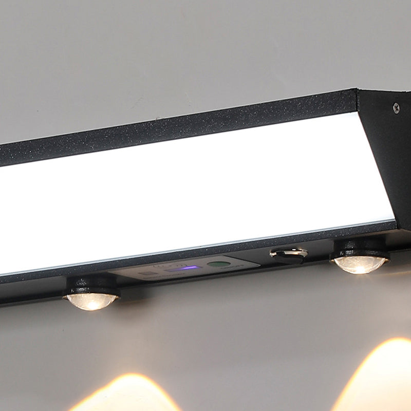 Solarbetriebene, wasserdichte, rechteckige LED-Wandleuchte mit Bewegungsmelder aus Acryl, Aluminium und Edelstahl für die Terrasse