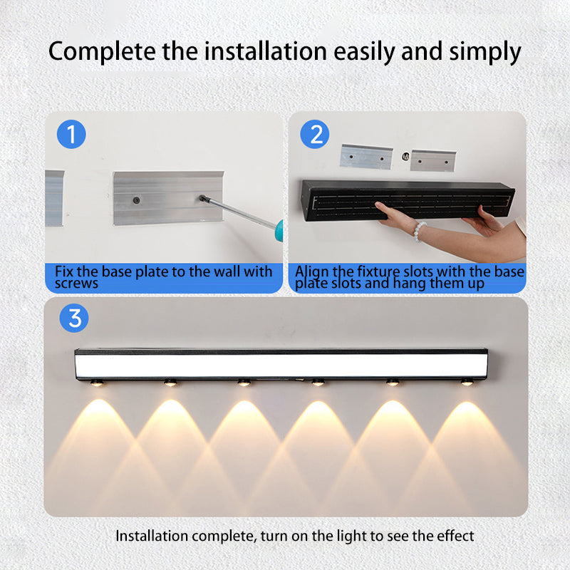 Solarbetriebene, wasserdichte, rechteckige LED-Wandleuchte mit Bewegungsmelder aus Acryl, Aluminium und Edelstahl für die Terrasse