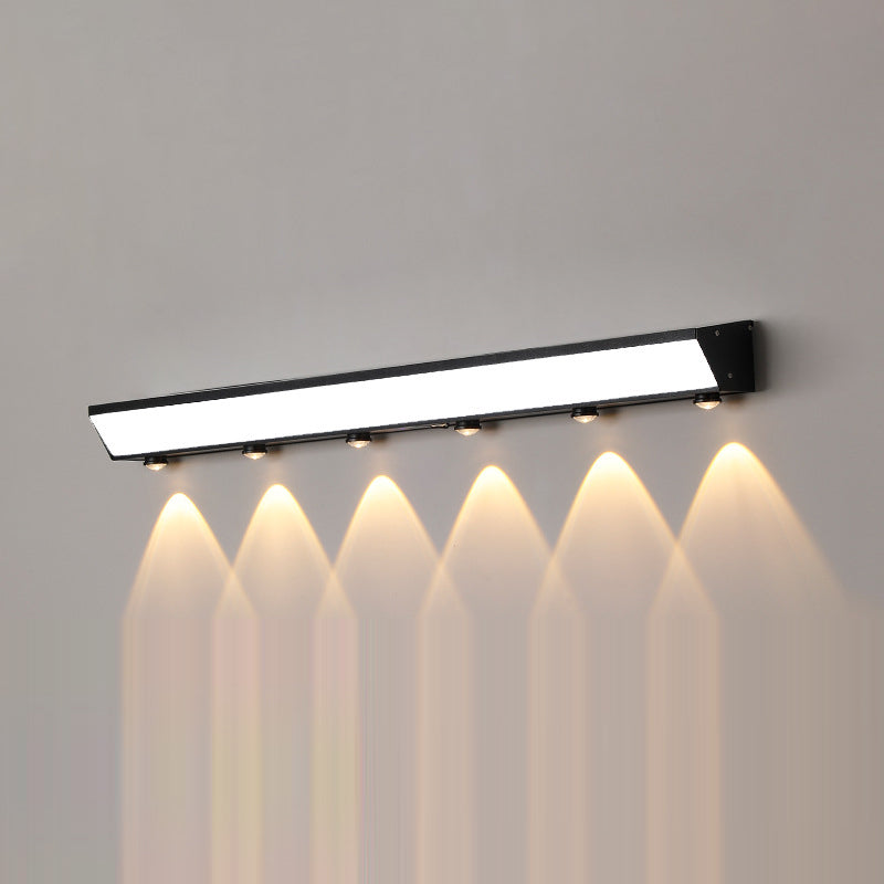 Solarbetriebene, wasserdichte, rechteckige LED-Wandleuchte mit Bewegungsmelder aus Acryl, Aluminium und Edelstahl für die Terrasse