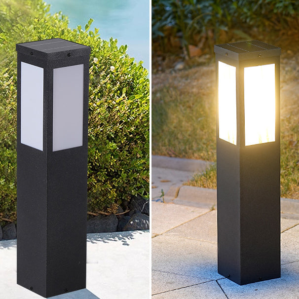 Solarbetriebene, wasserdichte LED-Säulenleuchte aus Metall und Polycarbonat für den Außenbereich, geeignet für Garten und Terrasse