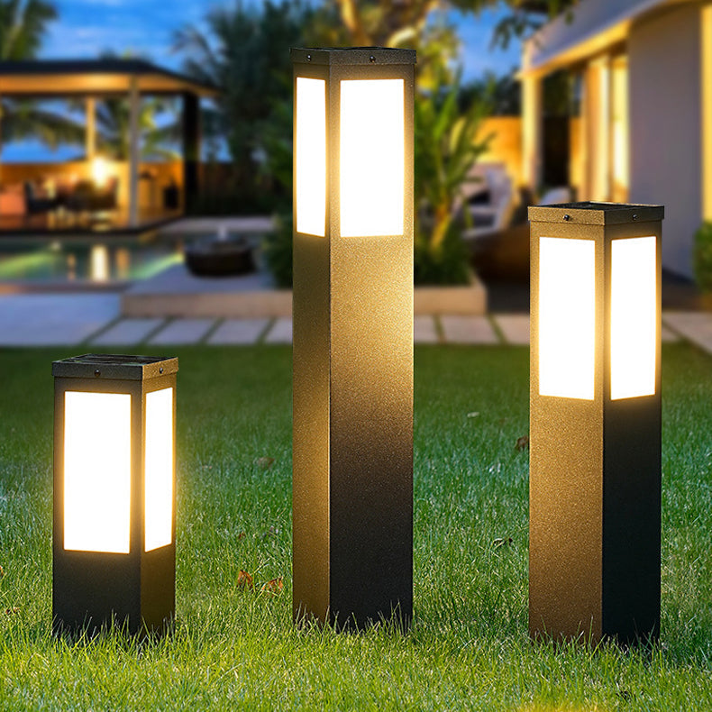 Solarbetriebene, wasserdichte LED-Säulenleuchte aus Metall und Polycarbonat für den Außenbereich, geeignet für Garten und Terrasse