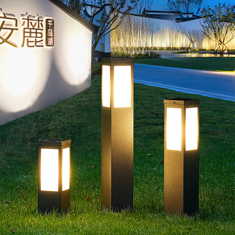 Solarbetriebene, wasserdichte LED-Säulenleuchte aus Metall und Polycarbonat für den Außenbereich, geeignet für Garten und Terrasse