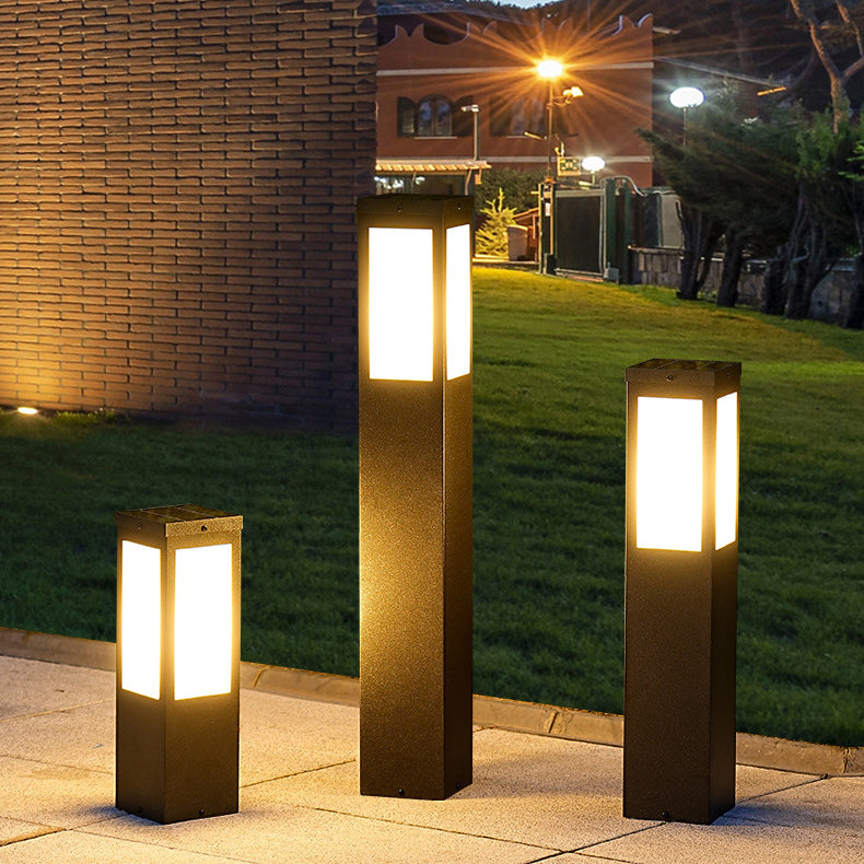 Solarbetriebene, wasserdichte LED-Säulenleuchte aus Metall und Polycarbonat für den Außenbereich, geeignet für Garten und Terrasse