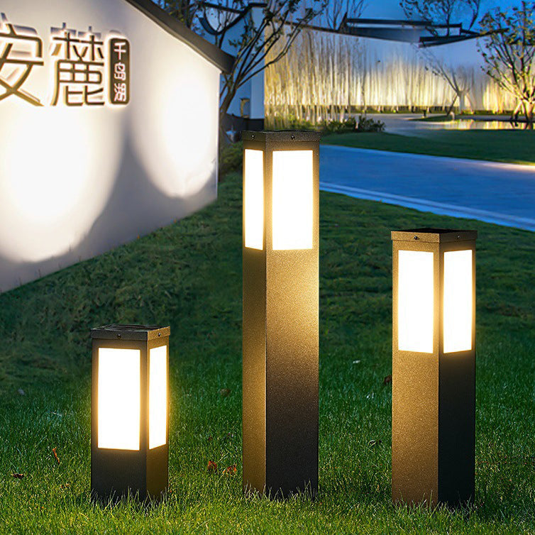 Solarbetriebene, wasserdichte LED-Säulenleuchte aus Metall und Polycarbonat für den Außenbereich, geeignet für Garten und Terrasse