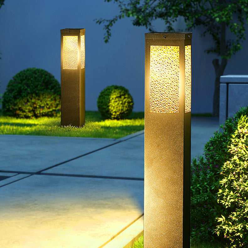 Wasserdichte Säulenleuchte aus Metall und Glas mit Diamantstruktur, 1-flammig, für Garten und Terrasse