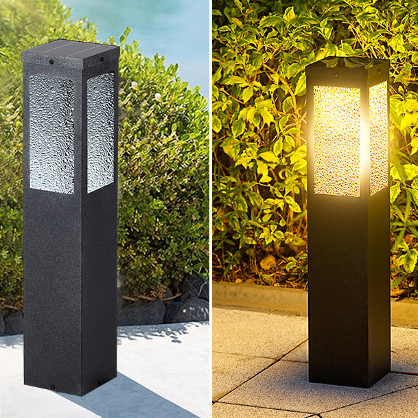 Wasserdichte Säulenleuchte aus Metall und Glas mit Diamantstruktur, 1-flammig, für Garten und Terrasse