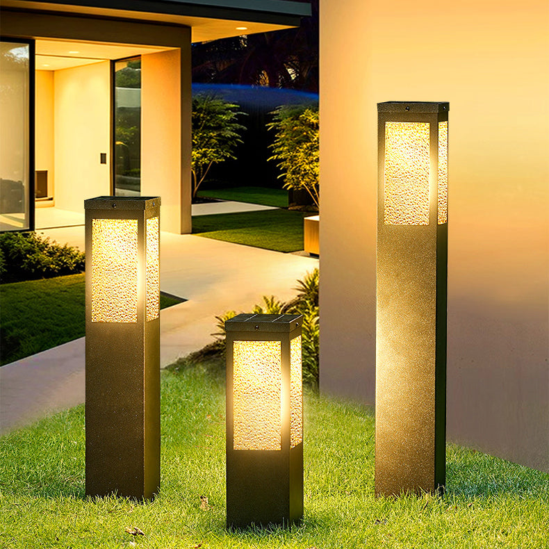 Wasserdichte Säulenleuchte aus Metall und Glas mit Diamantstruktur, 1-flammig, für Garten und Terrasse