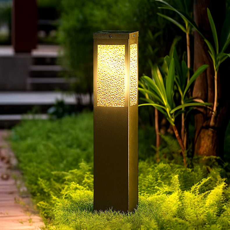 Wasserdichte Säulenleuchte aus Metall und Glas mit Diamantstruktur, 1-flammig, für Garten und Terrasse