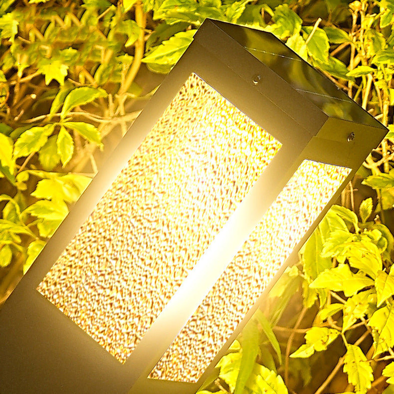 Wasserdichte Säulenleuchte aus Metall und Glas mit Diamantstruktur, 1-flammig, für Garten und Terrasse