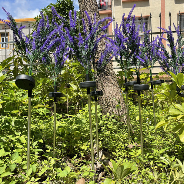 Solarbetriebene, wasserdichte LED-Außenleuchte aus Edelstahl, PC & ABS in Lavendeloptik für Garten und Terrasse