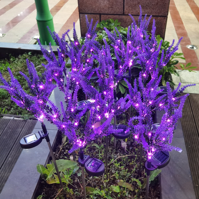 Solarbetriebene, wasserdichte LED-Außenleuchte aus Edelstahl, PC & ABS in Lavendeloptik für Garten und Terrasse