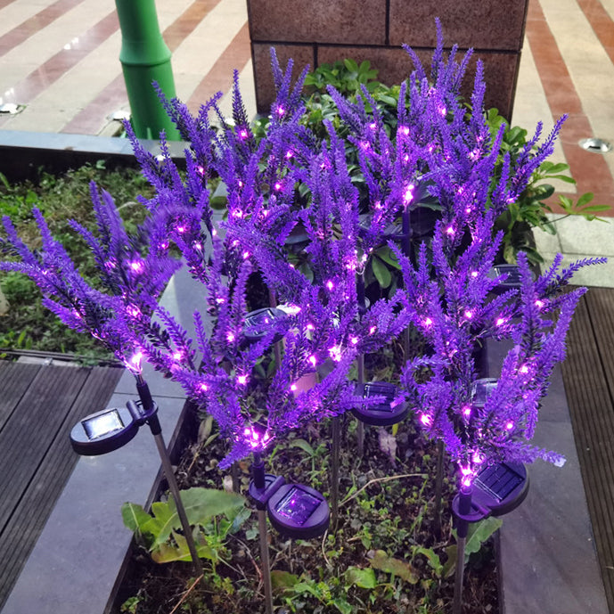 Solarbetriebene, wasserdichte LED-Außenleuchte aus Edelstahl, PC & ABS in Lavendeloptik für Garten und Terrasse
