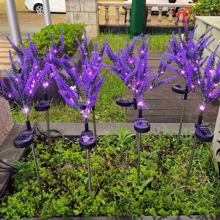 Solarbetriebene, wasserdichte LED-Außenleuchte aus Edelstahl, PC & ABS in Lavendeloptik für Garten und Terrasse