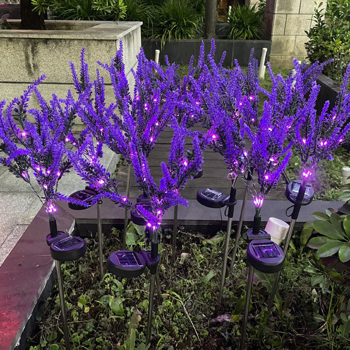 Solarbetriebene, wasserdichte LED-Außenleuchte aus Edelstahl, PC & ABS in Lavendeloptik für Garten und Terrasse