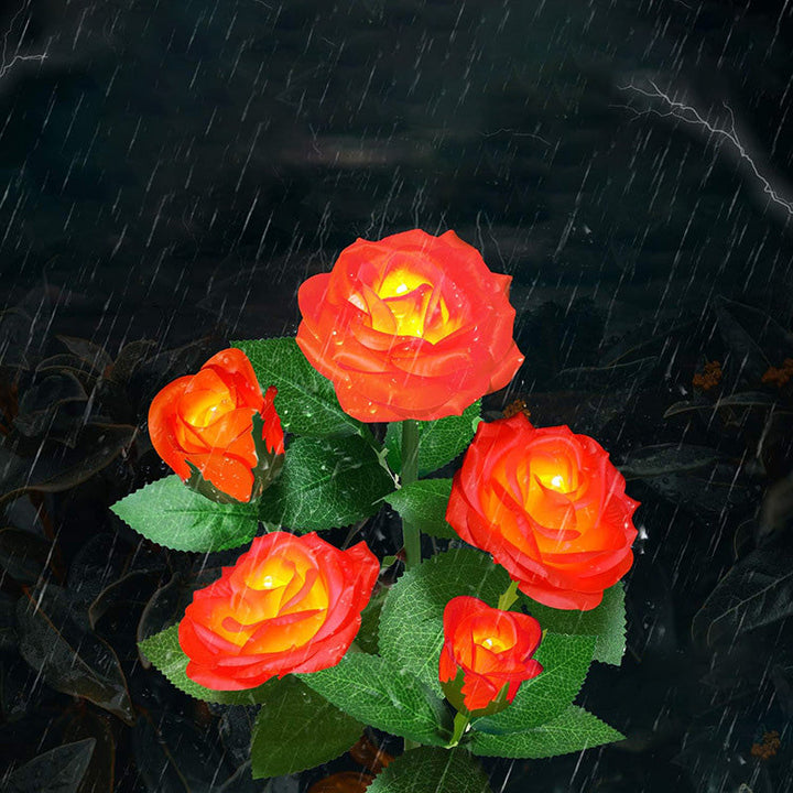 Moderne Art Deco Solar Wasserdicht Rose Plastik Edelstahl LED Erdstecker Außenleuchte Für Garten | Karnz