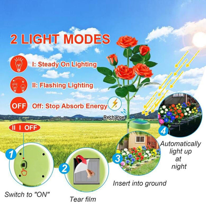 Moderne Art Deco Solar Wasserdicht Rose Plastik Edelstahl LED Erdstecker Außenleuchte Für Garten | Karnz