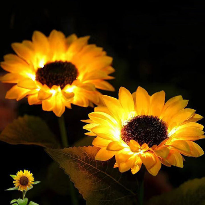 Zeitgenössische kreative solarbetriebene wasserdichte Sonnenblumen-Seiden-Edelstahl-LED-Landschaftsleuchte Außenleuchte für den Garten | Karnz