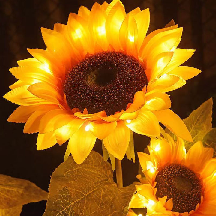 Zeitgenössische kreative solarbetriebene wasserdichte Sonnenblumen-Seiden-Edelstahl-LED-Landschaftsleuchte Außenleuchte für den Garten | Karnz